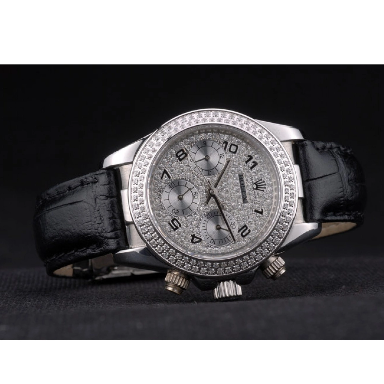 Aaa replica watch Bezel Crystal Crystal Studded Dial Case Steel Studded Lady Daytona Stainless Rolex 0723